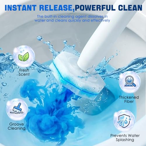 60 Count Toilet Stick Refills,Disposable Toilet Brush Refills Compatible with Clorox Toilet Stick,Upgrade Fiber Cleaner Heads,Secure Lock No Slip,Odor Neutralizing(Not Included Brush Rod) - size: 60 Count