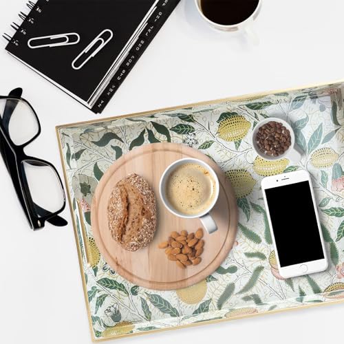 Spsyrine Lemon Serving Tray with Handles, Plastic Decorative Tray for Coffee Table, Living Room, Home Decor - color: Multi L