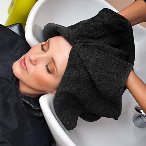 Utopia Towels, Salon Towel, Pack of 12, Not Bleach Proof, 16 by 27 Inches, Highly Absorbent Cotton Towels for Hand, Gym, Beauty, Spa, and Home Hair Care, Black - color: Black, size: 12 Pack