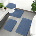 RUN HELIX Blue Bathroom Rugs Sets 4 Piece with Toilet Lid Cover, Non Slip Bathroom Mats Extra Soft Chenille Bath Rugs Absorbent Shaggy Rugs Perfect Plush Mats U-Shaped Toilet Rug Bathoom Set - color: Dark Blue, size: 1'8" x 2'8" (Square + oval + U-shape)