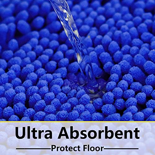 Bathroom Rugs Chenille 3-Piece Extra Soft and Absorbent Shag Bathroom Rugs, Machine Wash Mat, Strong PVC Non-Slip Underside, Plush Carpet Mats (Royal Blue) - color: Royal Blue, size: 2'8" x 1'8" (16x24"+20x32"+20x20"U shape）