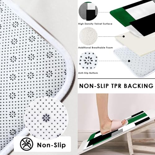 Green Geometric Shower Curtain Set with Toilet Lid Cover and Non-Slip Rugs for Bathroom, Grey Black White Checkered 4 Pcs Shower Curtain, Modern Abstract Bathroom Set with 12 Hooks - color: Abstract Geometric Green