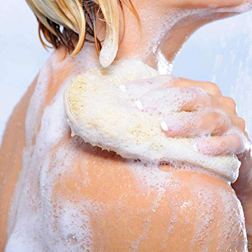 Coimoon Set (Made in Europe)- Exfoliating Organic Loofah Face Pads And Shower Sponge with Natural Pumice Stone, Loofa, Puff Sponge Scrubber Body For Men and Women (4 Piece Set, Natural)