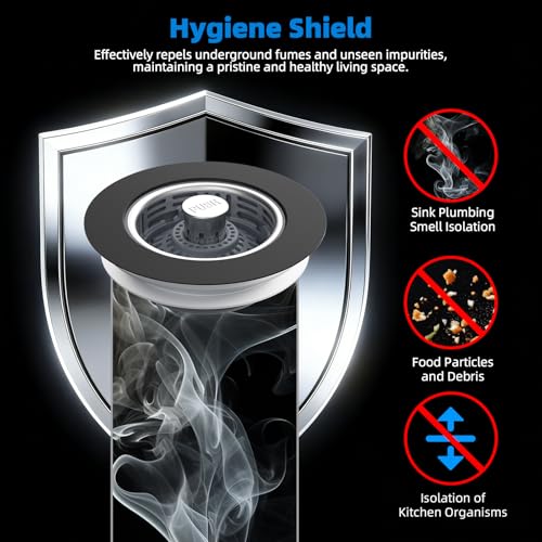 Hibbent Upgraded 3 in 1 Kitchen Sink Drain Strainer, Stainless Steel Pop Up Sink Stopper, Larger Anti-Clogging Basket, 3-Layer Seal, Detachable Drain Plug for US Standard 3-1/2" Drain, Matte Black - color: Matte Black
