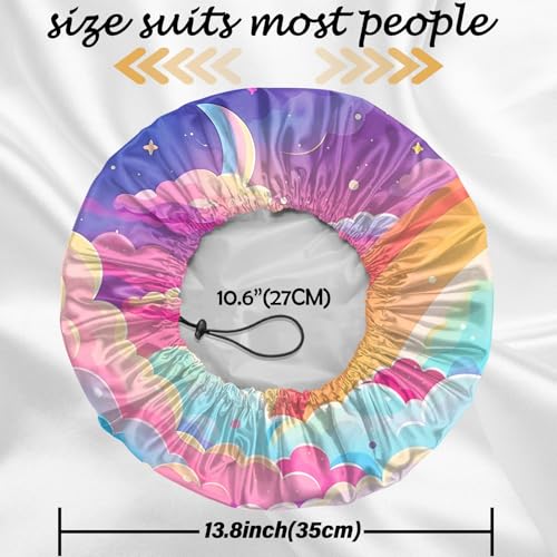 2 PCS Shower Cap Reusable Waterproof Double Layers Hair Caps Shower Bath Adjustable Elastic Hat for Women Girls Cute Aesthetic-Pink Cloud Mandela - color: AI17-Pink Cloud Mandela
