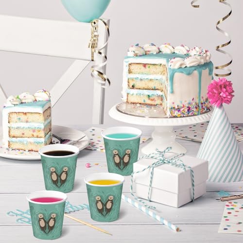 RUSPEPA 2 oz Bathroom Cups, Disposable Paper Cups - 100 Pack Sea Otter Design Printed - Mini Mouthwash Rinse Paper Cups for Home, Bathroom, Picnic, Party, and Events - color: Sea Otter, size: 2oz