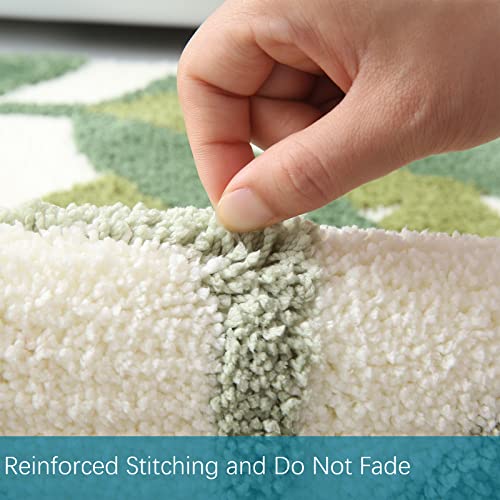 Bathroom Runner Rugs - Extra Large Green Bathroom Rug for Bathtub, Shower Room, Wash Basin, Bedroom, Strong Water Absorbent Non Slip Microfiber Long Bath Mats Washable 24 x 60 inch - color: Leaves C, size: 1'11" x 4'11" (Rectangular)