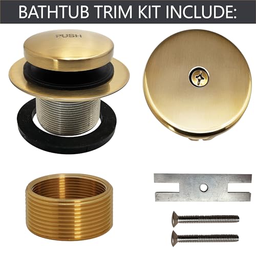 Westbrass A931K-19 Universal 1-3/8" Fine Thread Tip-Toe Bathtub Drain Plug Trim Set with One-Hole Overflow Faceplate and 1-1/2" Adapter Bushing, Champagne Bronze - color: Champagne Bronze