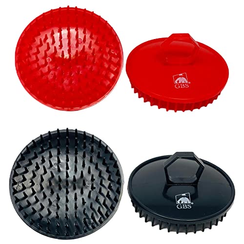 G.B.S Scalp Exfoliator 4 Pack - Shampoo Brush, Scalp Scrubber for Dandruff Removal, Massager & Hair Exfoliator - Red & Black - color: 2red/2black