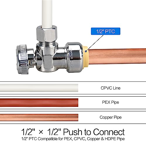 2pcs Angle Stop Valve, 1/2" PTC Input, 3/8" OD Compression Output | for Kitchen, Faucet, Toilet Valves - size: 2×Angle