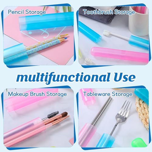 Jeyiour 120 Pcs Travel Toothbrush Holder Bulk Multiple Portable Toothbrush Case Storage Plastic Breathable Toothbrush Travel Containers for Trip Camping Home Outdoor(Classic Style)
