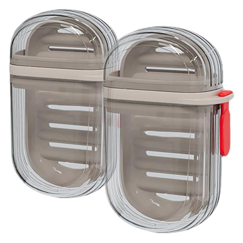 MAGICLULU 2 Pack Travel Soap Box with Lid Leakproof Double Layer Soap Holder for Bathroom and Outdoor Camping Portable Bar Container with Drain 4.33 X 2.75 X 1.57 Inches