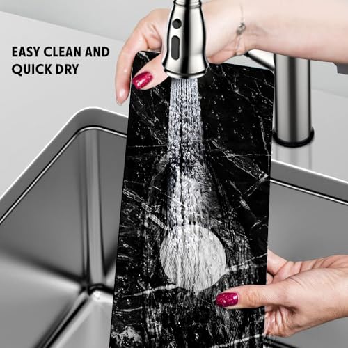 WIRESTER Super Absorbent, Fast Drying Kitchen Sink Splash Guard Faucet Mat, Sink Mat Behind Faucet Drip Catcher, Sink Gadget for Kitchen, Bathroom (15 x 5.5 Inch) - Cloudy Black Marble - color: Cloudy Black Marble