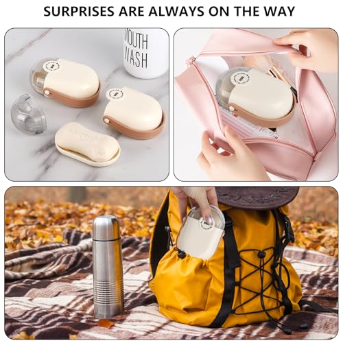 Tbestmax 2 Pack Travel Soap Case with Silicone Handle, Beige | Durable Hard PP Plastic, Leakproof Lid, Nonslip Grip, Compact , Durable, Fits Standard Bar Soap Sizes, Ideal For traveling - color: Offwhite