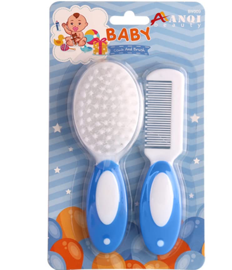 Baby Hair Brush, Cradle Cap Brush, Baby Hair Comb, Baby Hair Brush and Comb Set for Newborns & Toddlers, Baby Brush Soft Bristles, Ideal for Cradle Cap, Perfect Baby Registry Gift (Blue) - color: Blue