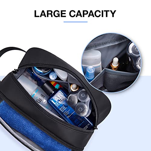 BAGSMART Travel Toiletry Bag for Men, Dopp Kit Water Resistant Shaving Bag for Toiletries Accessories, Black-Medium - color: Black, size: Medium