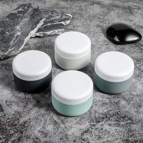 kuangre Travel Containers for Toiletries, Silicone Cream Jars BPA-Free, Leak-proof 3oz Travel Size Containers, Portable Size Silicone Jars with Lid for Cosmetic Face Hand Body Cream (4 Pack) - color: Grey, size: 3 Ounces