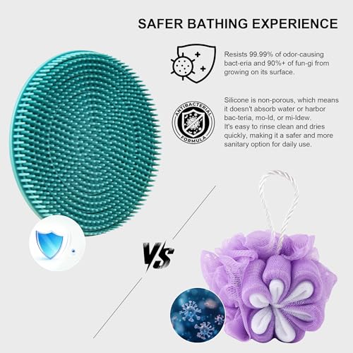 INNERNEED Food Grade Silicone Body Scrubber Gentle Exfoliating Brush for Women Men Deep Clean for All Skin Types, More Hygienic and Well Lather (Black+Dark Green+Dark Blue) - color: (Set3) Black+dark Blue+dark Green