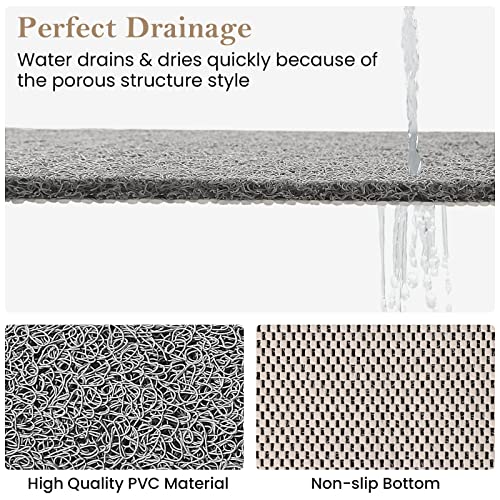 Shower Mat Bathtub Mat Non-Slip,32x24 inch, Soft Tub Mat with Drain,PVC Loofah Bath Mat (Phthalate Free) for Tub and Bathroom,Quick Drying,Grey - color: Grey, size: 32" x 24" (Rectangular)