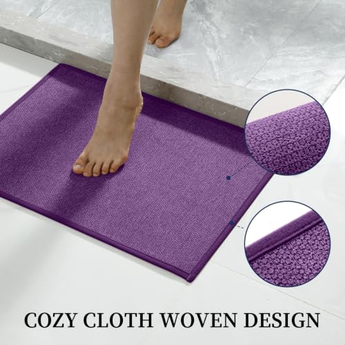 YIHOUSE Purple Bathroom Rugs Sets 5 Piece, Quick Dry Thin Bath Mat with Toilet Rug - Non Slip Absorbent Machine Washable - Bath Runner Rugs for Bathtub Sink Home Decor - color: Purple, size: 5 pieces