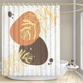 EOSAHR Boho Shower Curtain Set with 12 Hooks - Lightweight Polyester Bathroom Curtain, Machine Washable, Quick Dry - Leaf Abstract Art Design 71"x71" (Beige & Brown) - color: Boho - Leaves