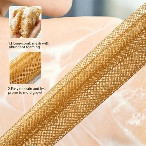 Exfoliating Bath Towel Set for Women Strong Cleaning Back Scrubber - color: Orange