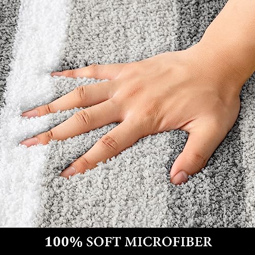 MIULEE Yellow Grey Bathroom Toilet Rugs U-Shaped, Soft Thick Microfiber Striped Contour Rugs, Non Slip Absorbent Fluffy Plush Machine Washble Quick Dry, 20x24 Inch - size: 1'8" x 2' (U-Shape)