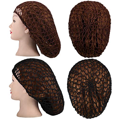 Geyoga 6 Pieces Hair Net Snoods for Women Sleeping Mesh Soft Rayon Knit Crochet Hairnet Long Short Curls Hair Cover Accessory (Black, Wine Red, Light Brown, Pink, Purple, Navy Blue) - color: Black, Wine Red, Light Brown, Pink, Purple, Navy Blue
