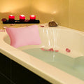 Bath Pillow for Tub, Non Slip with 2 Large Suction Cups, Breathable Soft, Comfortable Head Neck Support, Machine Washable (Pink) - color: L-pink