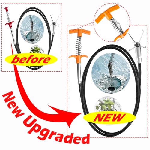 79 Inch Drain Snake Hair Drain Clog Remover Tool, Flexible Sink Snake Drain Cleaner Tool Set, Plumbing Snake for Toilet Sewer Shower Kitchen Bathroom Tub Clogged Hair Removal Cleaning Tool Set