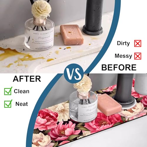 Faucet Mat for Kitchen Sink Absorbent Splash Guard Bathroom 23.5"X5.5" - size: 23.5" x 5.5"