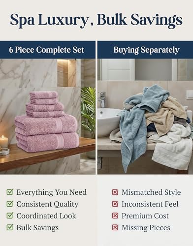 LANE LINEN 100% Cotton Turkish Towels for Bathroom - 16 Piece - Softer & Highly Absorbent - 4 Bath, 8 Wash cloths, 4 Hand Towels - Complete Family Set, Hotel Quality & Gentle on Skin - Wistful Mauve - color: 11: Wishful Mauve