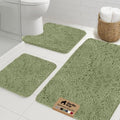 GORILLA GRIP Bathroom Rug Sets 3 Piece, Bath Mat Set and Oval Toilet Base with Rubber Backing, Plush Absorbent Shaggy Chenille Washable Mats, Includes 24x19.5, 24x17 and 36x24 Inch Rugs, Sage - color: Sage, style: 24"x19.5" + 24"x17" + 36"x24" - 3 Pack