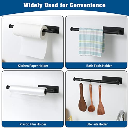 theaoo Paper Towel Holder - Under Cabinet Paper Towel Holder for Kitchen, Adhesive Paper Towel Roll Rack for Bathroom Towel, Wall Mounted Matte Black Paper Towel Rack, SUS304 Stainless Steel(1, Black) - color: Black
