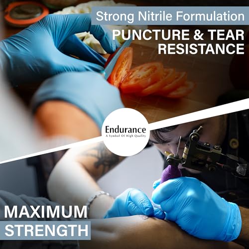 Endurance Blue Nitrile Gloves – 8 Mil Heavy-Duty Disposable Gloves, Powder & Latex-Free, Low Derma, and Non-Sterile - size: Small (Pack of 50)
