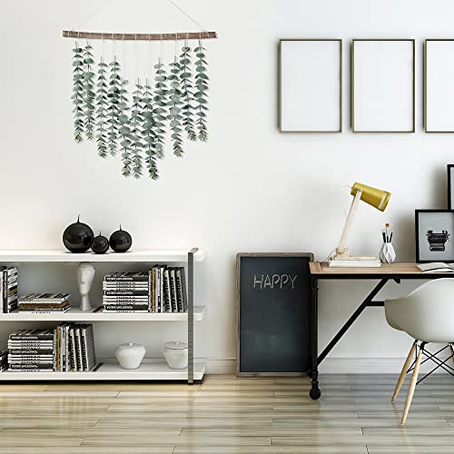 Sggvecsy 17.7‘’Eucalyptus Wall Hanging Artificial Eucalyptus Plant Fake Greenery Vine Boho Wall Decor for Apartment Bathroom Bedroom Kitchen Farmhouse Home Living Room Office Decorations - color: Color New