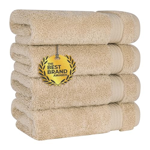 Cotton Paradise 100% Cotton Turkish Towel Set, Soft Absorbent Quick Dry, 4 Piece Hand Towel Set, Beige - color: Beige, size: 4 PC SET (16x28")