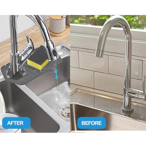Mini sink splash guard 9.6” Dual – Sided Small Faucet Splash & Drain Mat Durable & Multifunctional faucet handle drip catcher tray for Kitchens and Bathroom Sinks (Gray) - color: A Style Grey