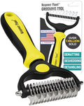 Maxpower Planet Pet Grooming Brush - Double Sided Shedding, Dematting Undercoat Rake for Dogs and Cats - Extra Wide Dog Grooming Brush - Yellow - color: Yellow, size: Large