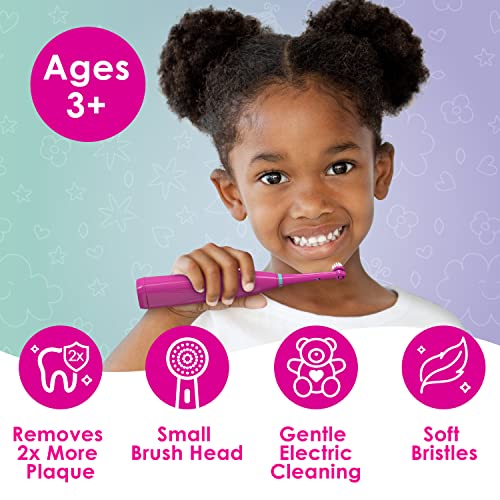 Brusheez Kids’ Electric Toothbrush Set - Safe & Effective for Ages 3+ - Parent Tested & Approved with Gentle Bristles, 2 Brush Heads, Rinse Cup, 2-Minute Timer, & Storage Base (Prancy the Pony) - color: Prancy the Pony