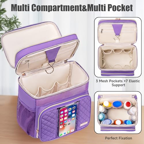 Tealari Large Toiletry Bag for Women Men,Bathroom Bag,Water Resistant Shower Bag,Makeup Bag,Portable Shower Caddy for College Dorm,Hanging Travel Toiletry Bag with Transparent Waterproof Phone Pocket - color: Purple
