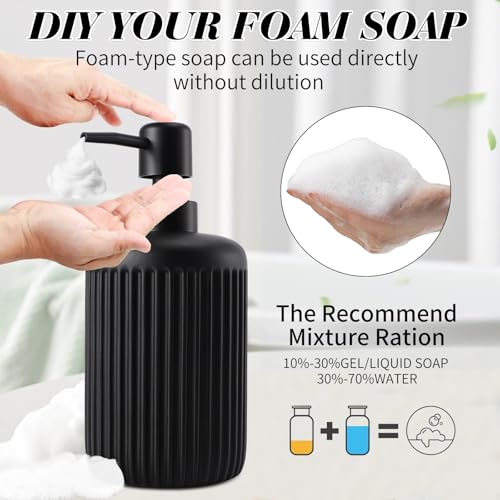 XLHOMO Black Resin Bathroom Accessories Set 5 Pcs, Bathroom Accessory Set Includes Foaming Soap Dispenser, Lotion Soap Dispenser, Toothbrush Holder, Qtip Holder, Soap Dish, for Modern Home Apartment - color: Black, size: Resin Bath Set-Foam