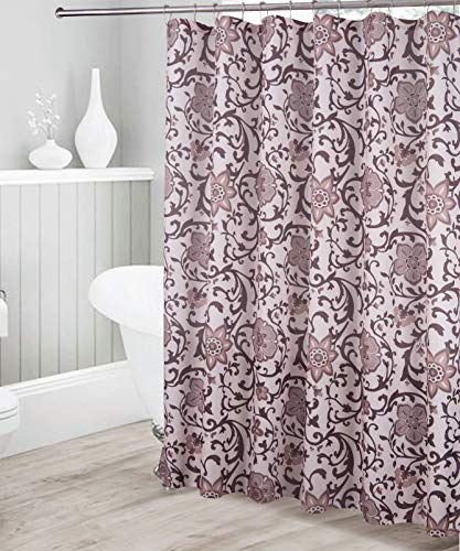 Bathroom Collection Coffee/Brown 16pc Bathroom Accessory Set - Non-Slip Bath Mat, Non-Slip Contour Mat, Toilet Lid Cover and Waterproof Shower Curtain with Rustproof Metal Roller Hooks - color: Coffee/Brown