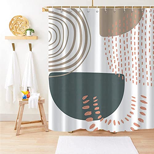 Boho Extra Long Shower Curtain, Mid Century Modern Abstract Minimalist Beige Neutral Machine Washable Waterproof Fabric for Bathroom Bathtub with 12 Hooks 72Wx84H - color: Beige, size: 72"W x 84"L (Pack of 1)
