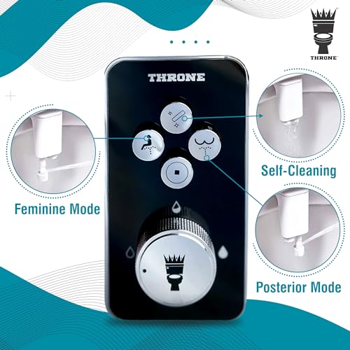 Throne Bidet Attachment - USA Patented - Non-Electric Self Cleaning Water Sprayer Toilet Bidet Seat Attachment, Double Nozzle (Frontal & Rear Wash), Easy Install (Black) - color: Black/Chrome