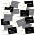 Verute Waterproof Labels for Amber Glass Soap Dispenser and Plastic Bottles 3.15"x2.35" Peel & Stick - Kitchen, Bathroom & Shower Set - 21 Pieces (White, Gray, Black) - color: White+gray+black