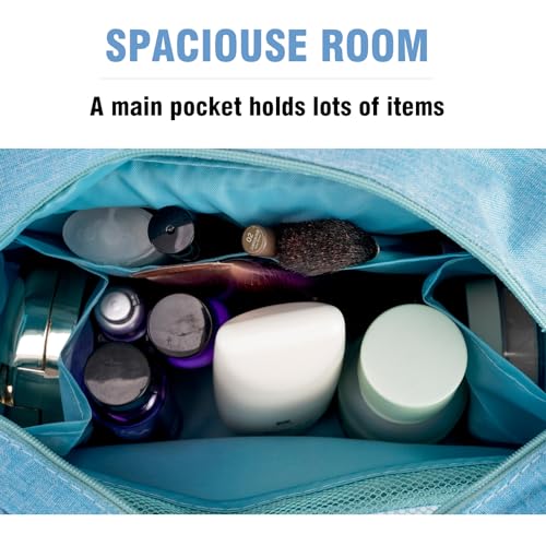 L & FY Hanging Travel Toiletry Bag Women's Cosmetic Organizer Makeup Pouch Men's Shaving Kits With Handle (Denim Grey) - color: Denim Grey, size: Compact Size