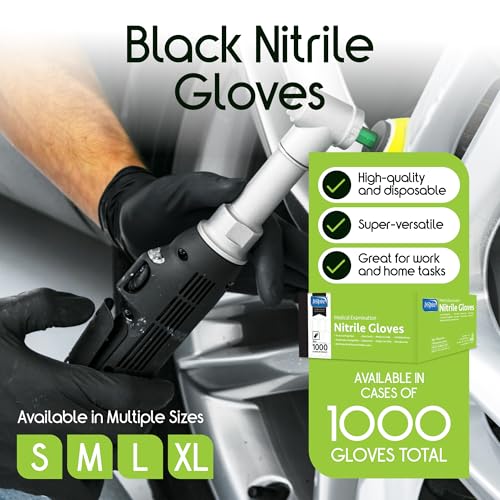 Inspire Black Nitrile Disposable Gloves | 4.5 Nitrile Disposable Safety Medical Cooking Cleaning Gloves - size: Small, style: Black - Case of 1000