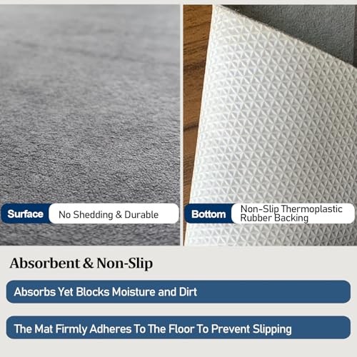 Ultra-Thin Indoor Doormat 20x32 Inch-Low Profile Non-Slip Entryway Mat,Washable Absorbent Floor Mat with Dirt-Resistant Design for Front Door,Kitchen,Hallway,Light Grey - color: Lightgrey, size: 1'8" x 2'8" (Rectangular)
