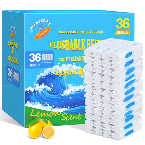 Effacera 36 Refills Disposable Toilet Bowl Paper Bulk Toilet Fresh Flushable Refills for Bathroom Toilet Brush Accessories Supplies Starter Kit - color: Original - 36 Refills (Fresh Scent)